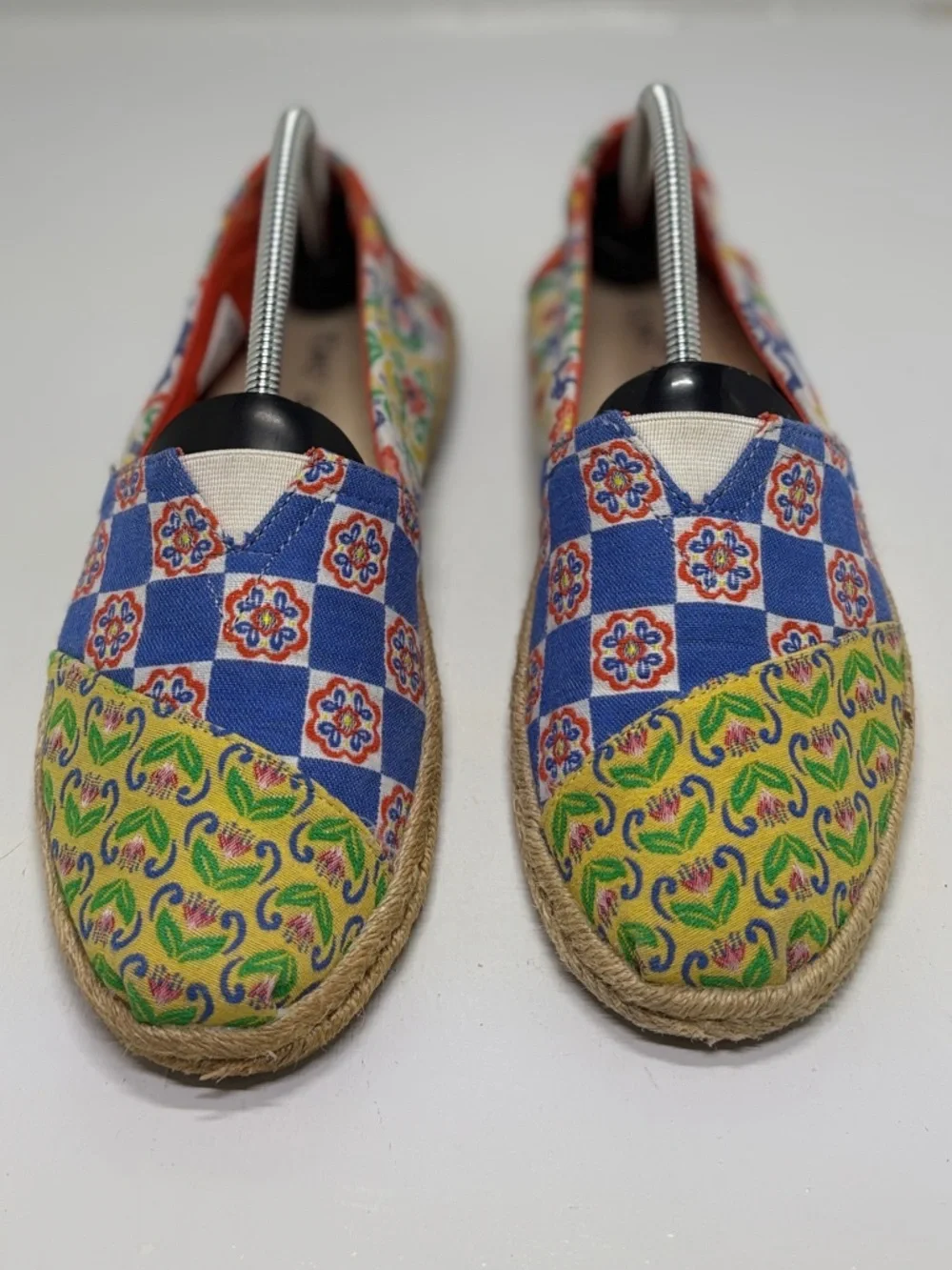 TOMS Alpargata Slip-On Espadrilles Patchwork Print Canvas Flats Women’s 7.5 Boho